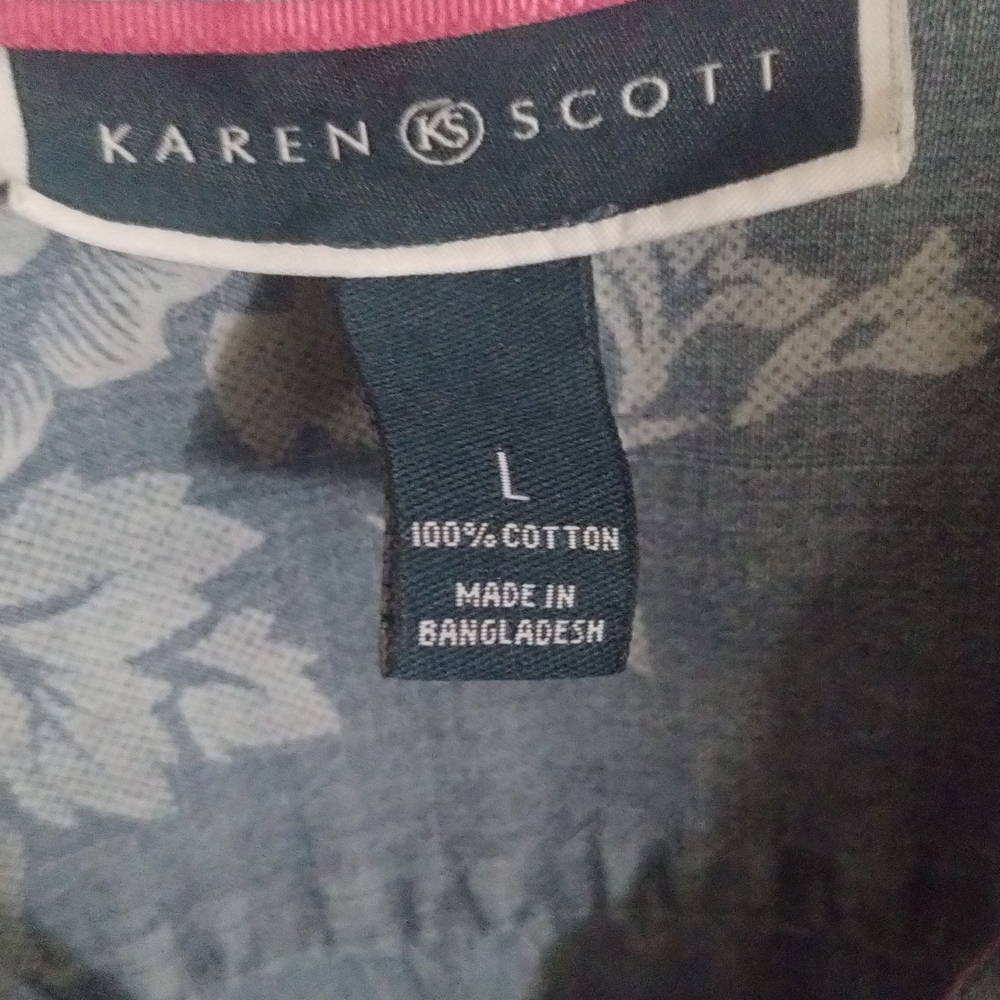 Karen Scott Floral Blue Top